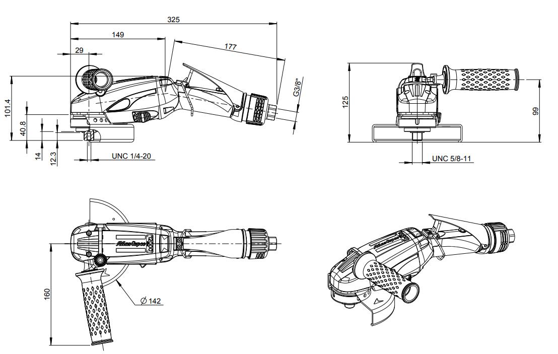 阿特拉斯GTG25 F120-5/8角涡轮打磨机结构图
